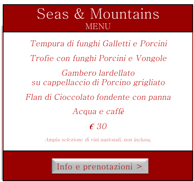 Menù Evento Seas & Mountains